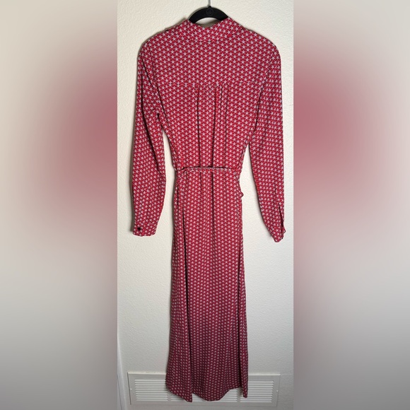 Diane Von Furstenberg Designer Red Floral Button Up Maxi Dress Size 0 - Picture 5 of 5